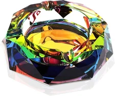 Okuna Outpost Glass Ash Tray - 5-Inch Square - Rainbow One Size, 