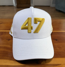 White & Gold Adjustable Baseball Cap, One Siz...