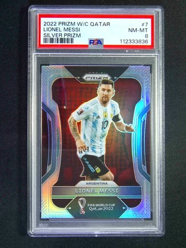 2022 Panini Prizm FIFA World Cup Lionel Messi #7 Silver PSA 8