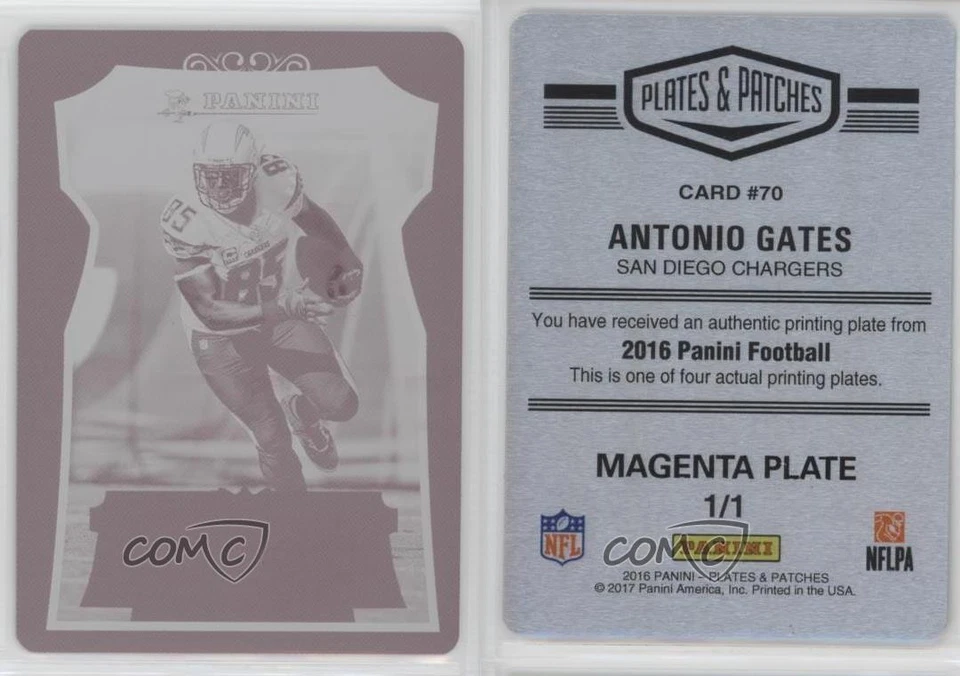 2016 Panini Printing Plate Magenta 1/1 Antonio Gates #70 fm0 - Image 3 of 3