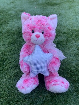 Aurora Milly Katze rosa Tabby Kätzchen sitzend mit Stern weiches Plüschtier 10 Zoll 