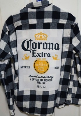 CORONA Extra Custom Flannel Shirt Navy  Mens M / ONE OF A KIND