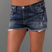  178 CURRENT/ELLIOTT Paint Splatter Denim Cutoff Boyfriend Jean Shorts Sz 25 2 4