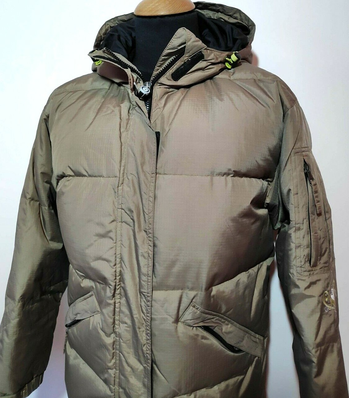 Rossignol Ski Down Jacket Puffer Size S Men Hooded Gold Winter Warm Coat Shiny image 6