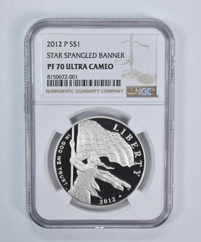 2012-P Star Spangled Banner Commemorative Dollar PF70 UCAM NGC Brown Label