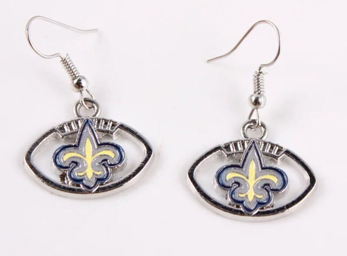 New Orleans Saints Football Shaped Enamel Silver Alloy Hook