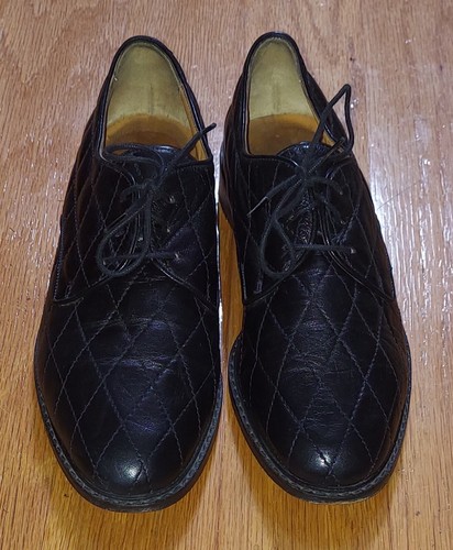 COLE HAAN FB315 WOMEN'S QUILTED BLACK LEATHER OXFORDS SIZE 8 B MADE IN ITALY - Picture 2 of 14