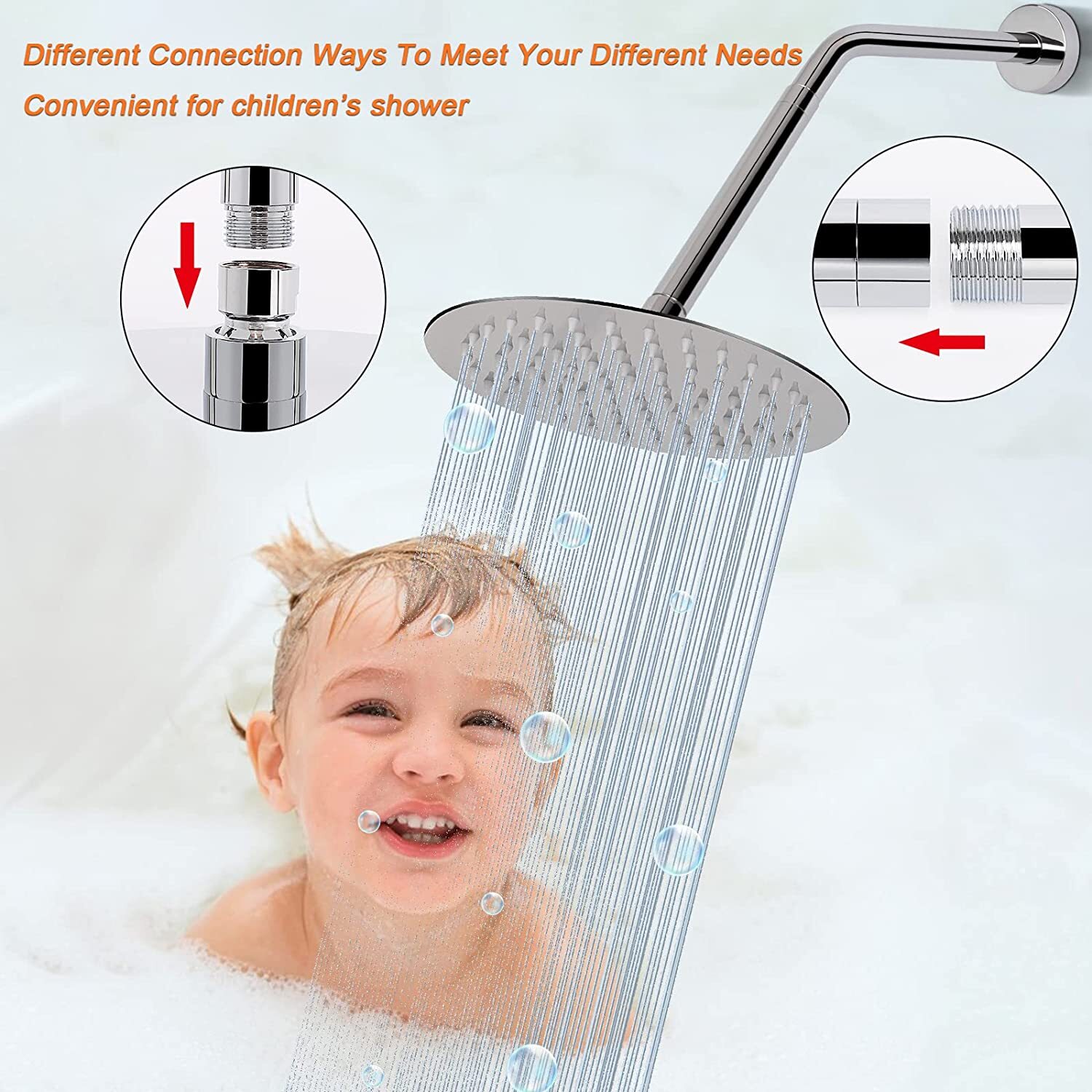 2 Pack 8 In Shower Head Extension Arm,Solid Metal Stainless Steel Pipe Extender eBay