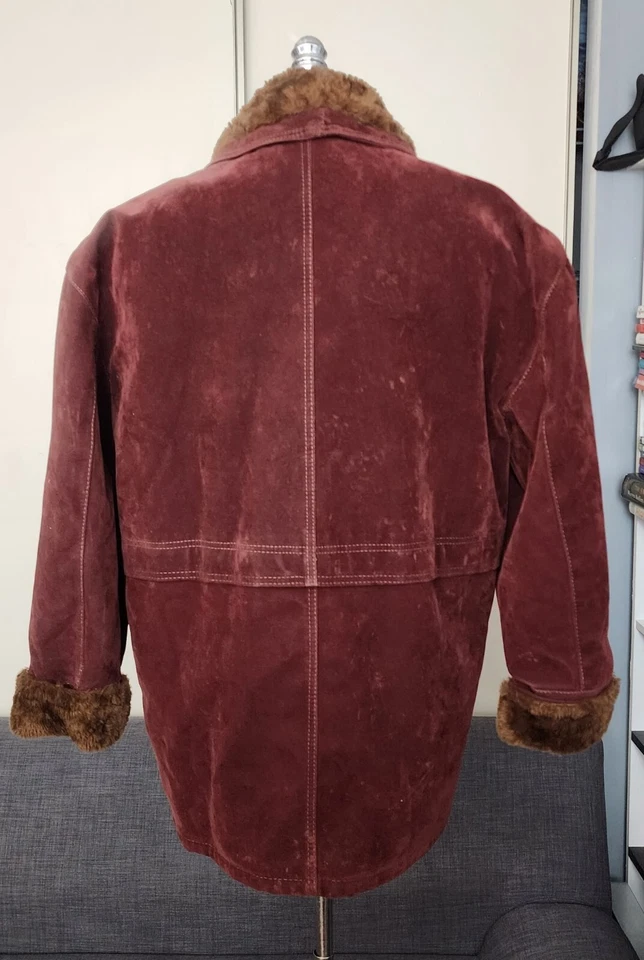 CA Shearling Italian collection Maroon suede coat. Sz 43 - Image 2 of 4