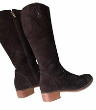 Italeau Boots 38 Tall Leather Waterproof Zipper Brown Handmade Italy