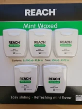 Johnson & Johnson Reach Mint Waxed Dental Floss, 5 Count
