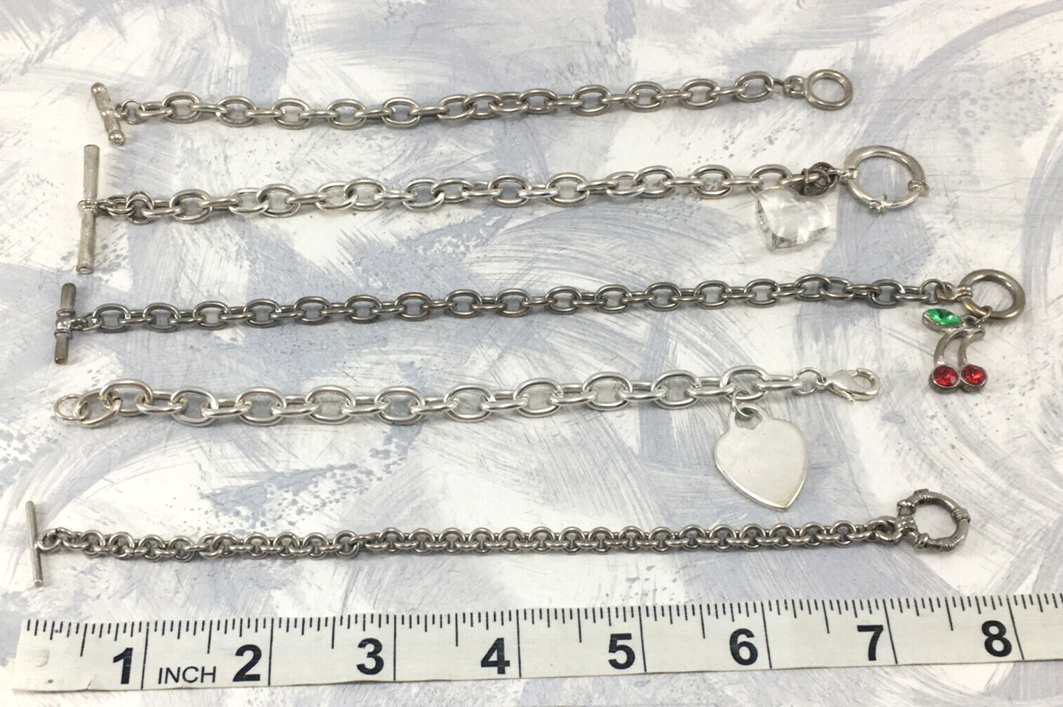 Bracelets Silver Tone Chain Link Single Link Funk… - image 2