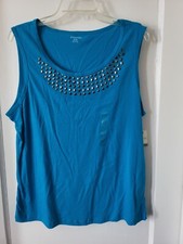 NWT St Johns Bay Blue Accent Top Size XL 286