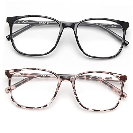 Blue Light Blocking Glasses Women/Men, Computer Light Black & Leopard Clear