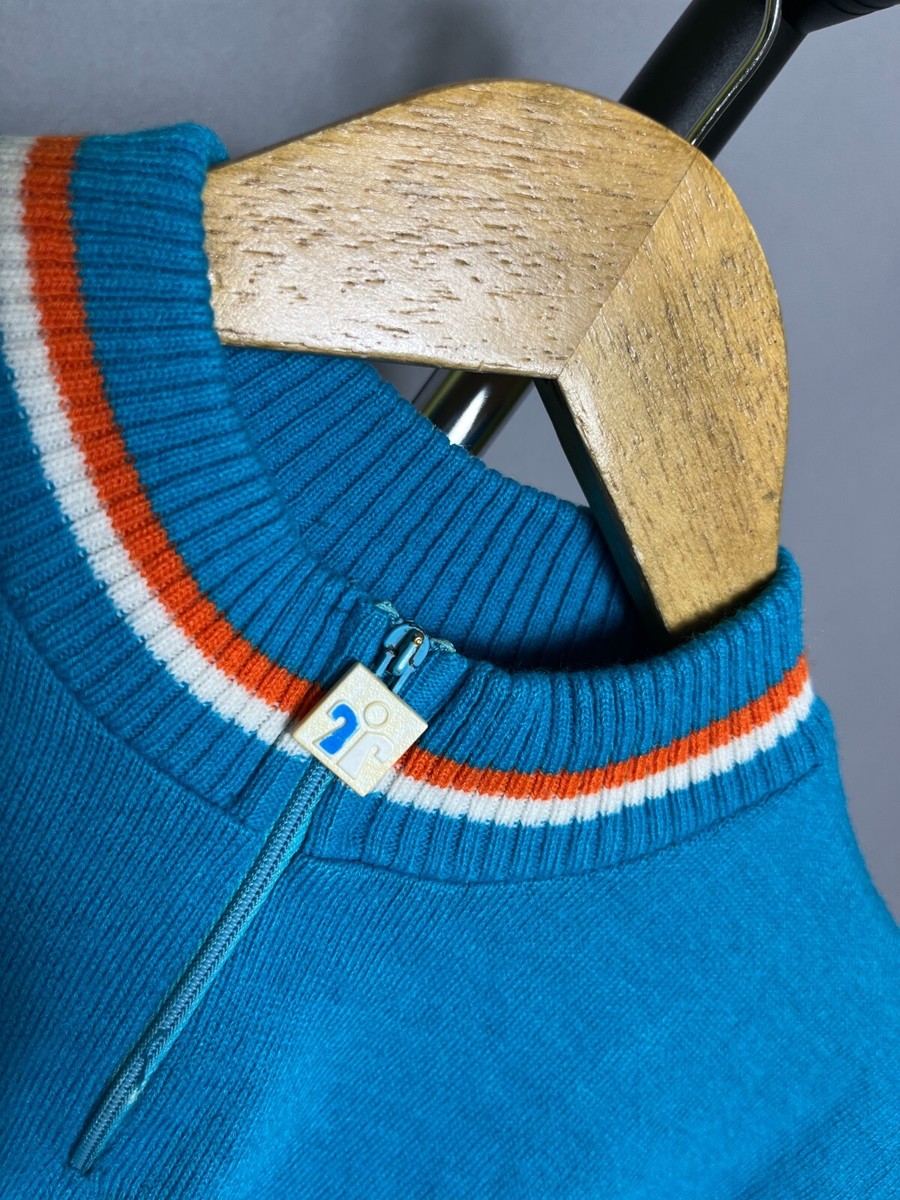 Maillot Cycliste Vintage TRICOTS DU ROCHER – Bleu – Taille XL – Fabriqué En France