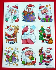 VINTAGE PAPER MAGIC CHRISTMAS 9 STICKERS 1 SHEET SANTA'S