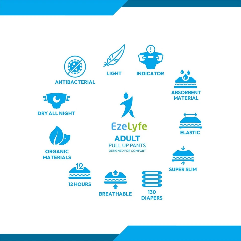 EzeLyfe Premium Adult Pull-Up Incontinence Pants Diaper Unisex Next Day Delivery - Image 2 of 4