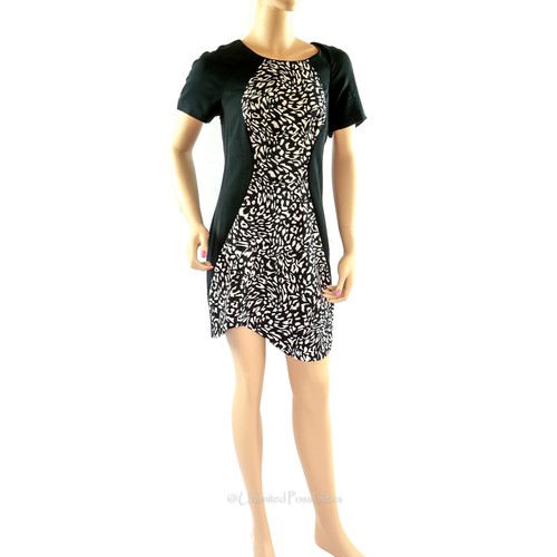 MILK & HONEY Animal Print Placement Shift Dress Black Size12 NWT - Picture 2 of 7