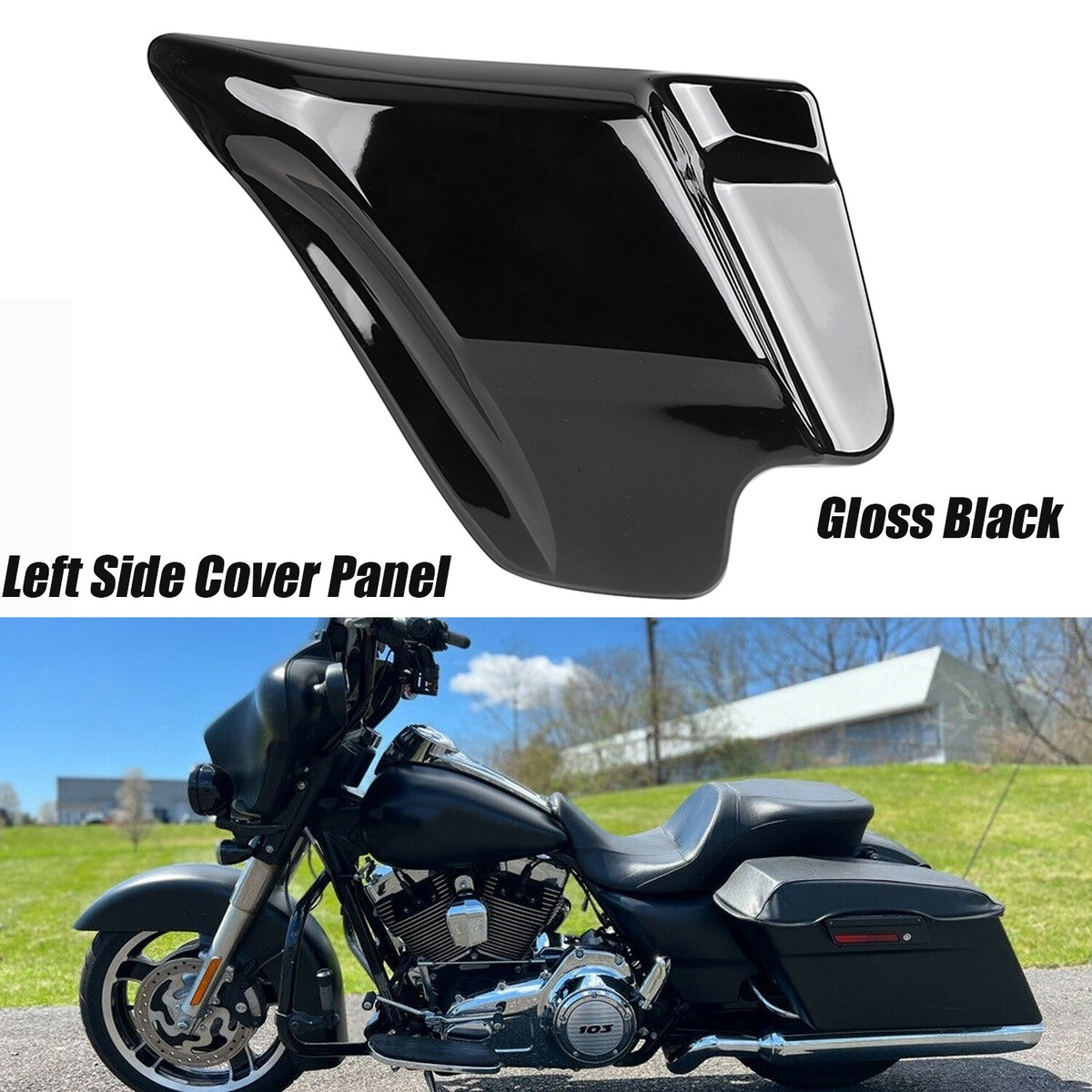 Vivid Black Left Side Cover Fit For Harley Road King Street