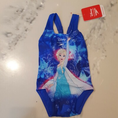 Mädchen Speedo Kinder Frozen Junior Badeanzug Schwimmkostüm Elsa Magic Blau Alter 1