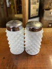 Vintage Fenton White Hobnail Milk Glass Salt And Pepper Shakers Set