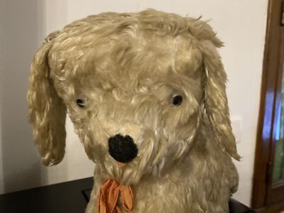 Beau Chien En Peluche Ancien 20 Cm – Rembourrage Paille – Années 1940-50 – Lucky