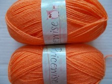 King Cole Pricewise double knitting yarn, Sorbet orange , lot of 2 320 yd ea