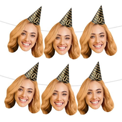 Personalised Face Bunting With Party Hat, Photo Banner CUTOUT Party Accessory - Picture 121 of 280