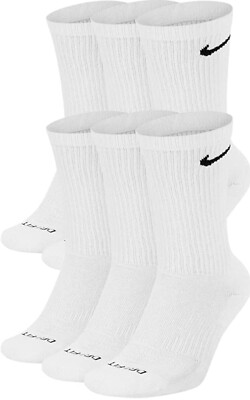 Nike SX6897100 Men's Socks - White Large (8-12 ) 6 Pairs