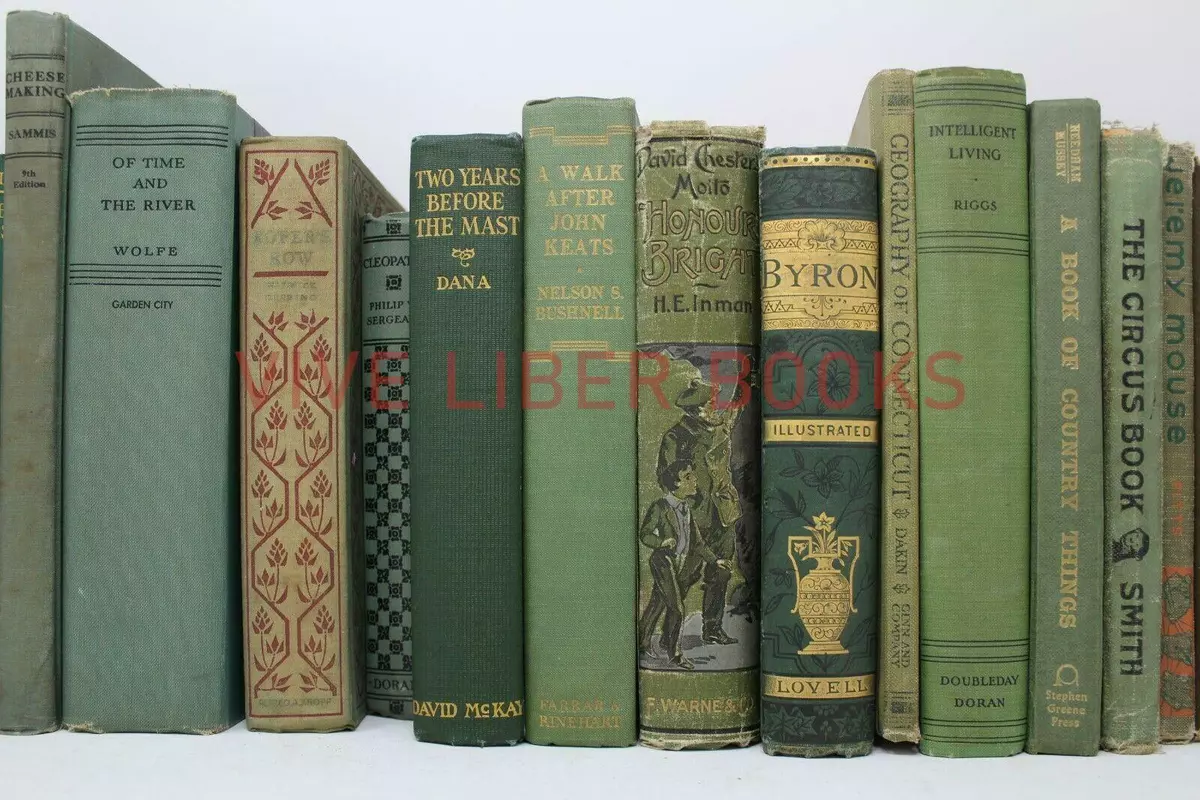 Lot 5 of GREEN / Shades of Green Old Vintage Antique Rare Hardcover Random  Books