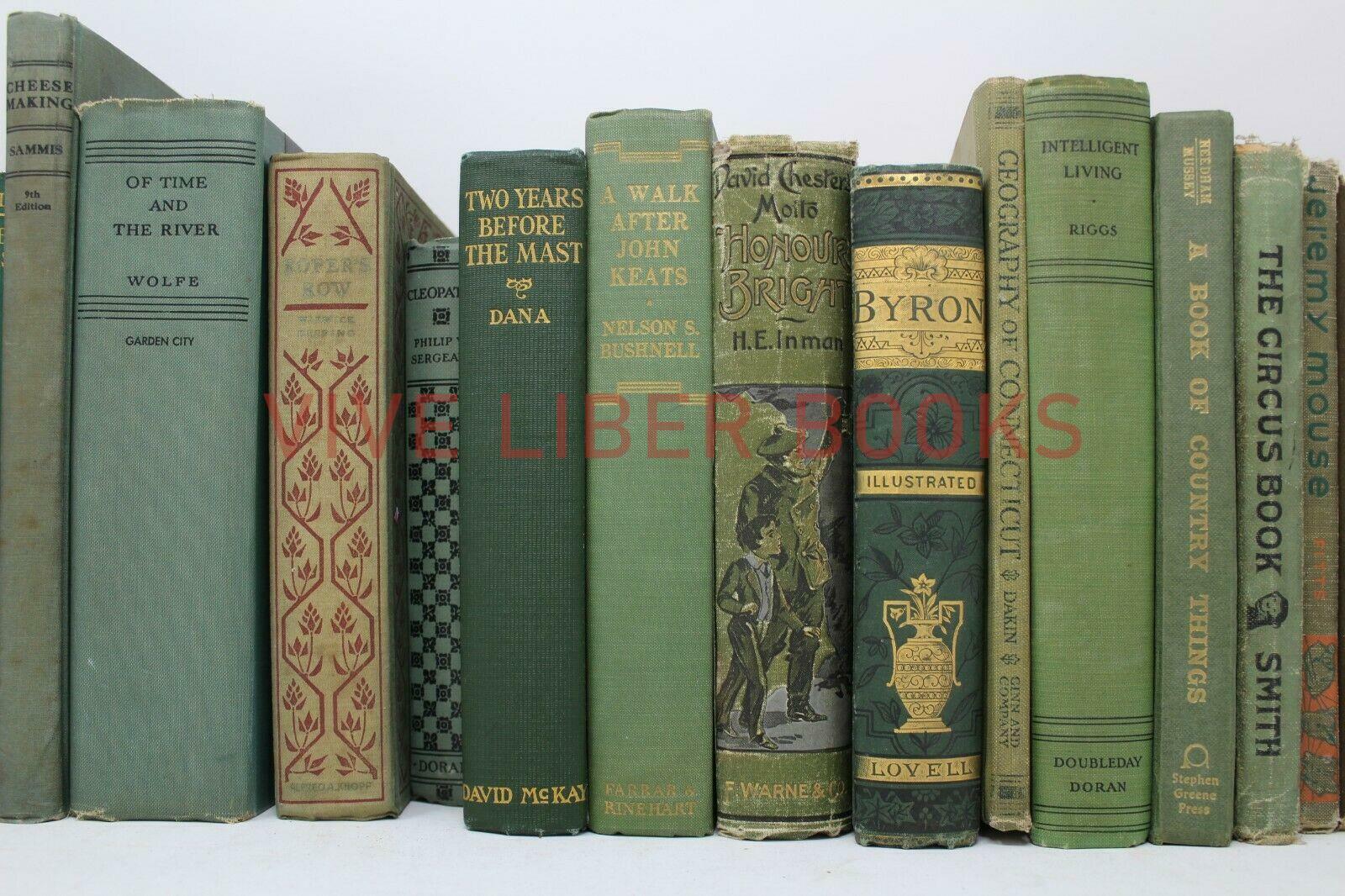 Lot 5 of GREEN / Shades of Green Old Vintage Antique Rare Hardcover Random Books