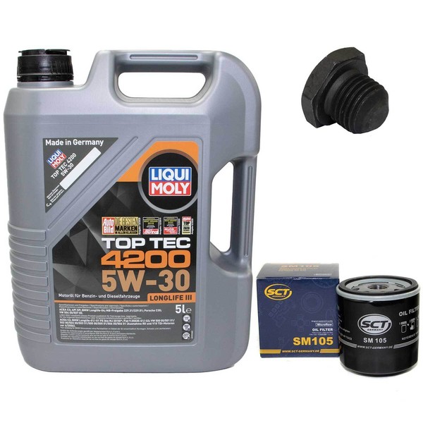 MotoröL Set 5W-30 5 Liter + ÖLfilter + Schraube FüR Opel Omega A Vectra Saab 900-image