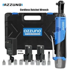 12V Cordless Electric Ratchet Wrench 3/8" Tool Kits with 7 Socket, 2 Battery