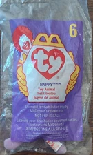 Ty Teenie Beanie Baby HAPPY the Hippo #6 McDonalds Happy Meal Toy 1998