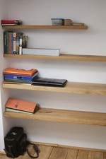 Solid Oak floating shelf, wooden shelf, free concealed brackets, cut to measure