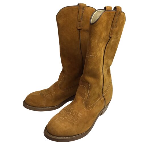 Knapp Men's Cowboy Western Boots Size 7.5 D Suede Leather Vibram