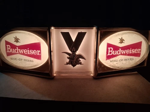 Vtg Budweiser King of Beers Light Up Cash Register Sign - 9"
