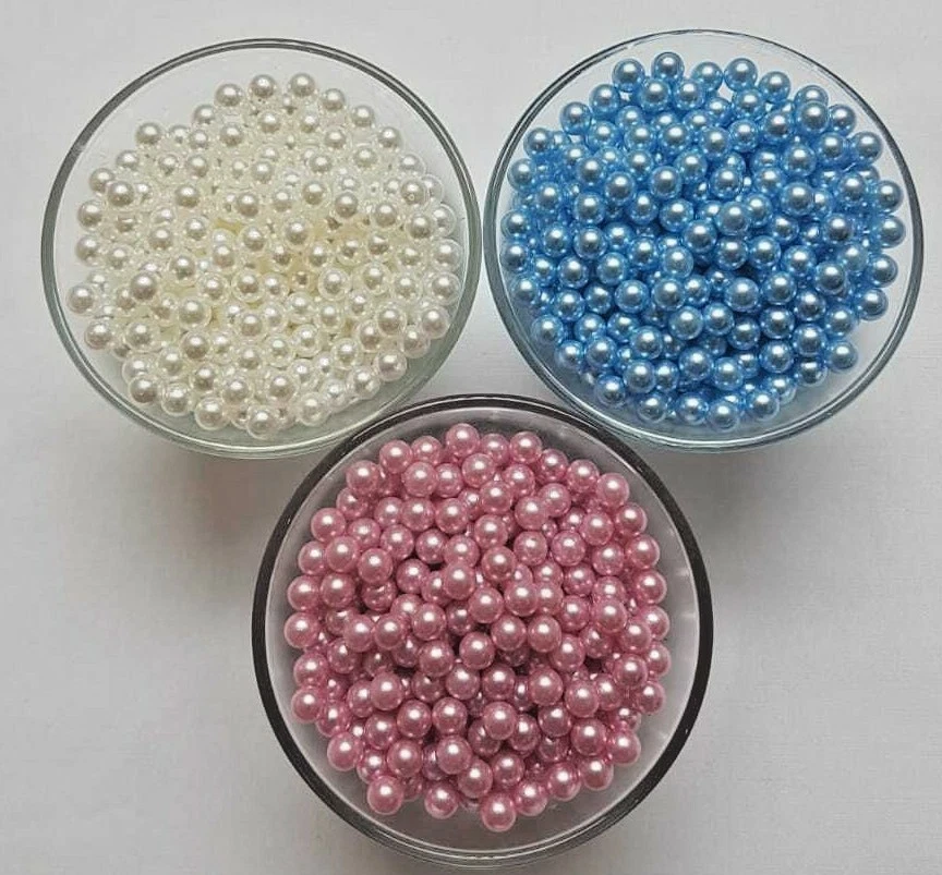 1000 Pearl Beads No Hole Craft Jewellery Loose Beads Scrap Book Cards Wedding - Image 2 of 4
