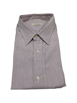 MAURO GRIFONI men's long sleeve pink striped shirt RG165452 RC487 100% cotton
