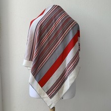 UNBRANDED STRIPES WHITE HAND ROLLED SQUARE Silk scarf 30 in A31