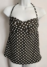 Mossimo S Tankini Swim Top Polka Dot Olive Green White Cruise Beach NWOT
