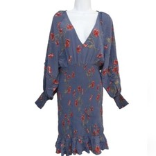 ASTR The Label Floral Dolman Smocked Mini Dress floral L cottage-core party y2k