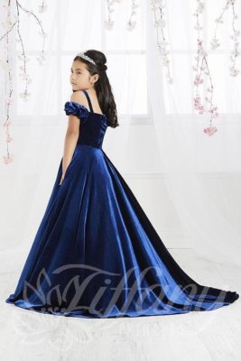 Tiffany Princess 13566 Royal Blue Velvet Satin Skirt Girls Pageant Gown sz  14 | eBay