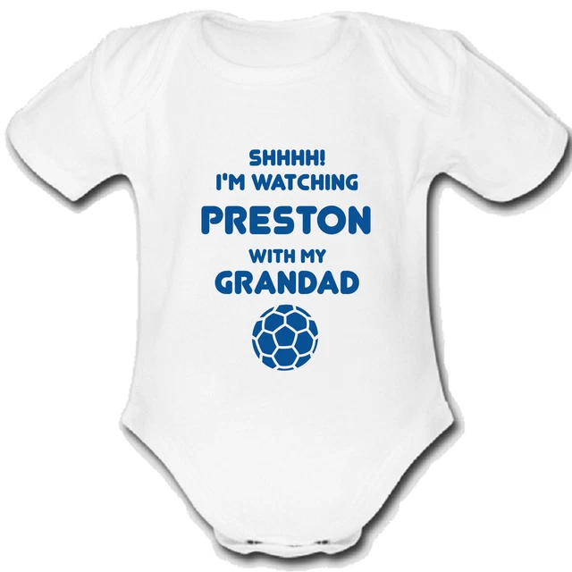PSYCHOBABY PRESTON @NORTH @END GRANDAD Strampler Baby Weste Grow FUSSBALL GESCHENK VON FÜR A