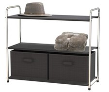 Simple Houseware 3-Tier Closet Storage with 2 Drawers, Grey