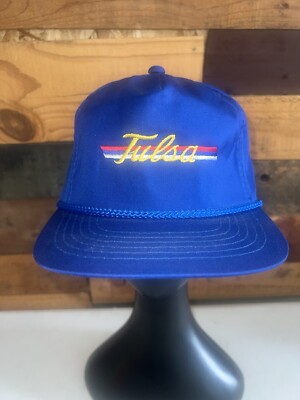 Vintage 80s University of Tulsa Blue colored NCAA College StrapBack Hat RARE