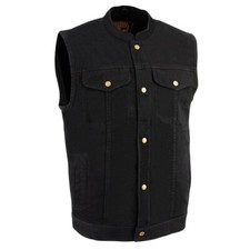 Milwaukee Leather 2238 Men's BLK Classic Denim Club Style Motorcycle Rider Vest