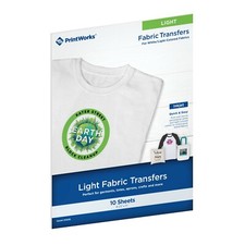 Printworks White T-Shirt Transfers, For use on Light Fabrics, Inkjet Printers