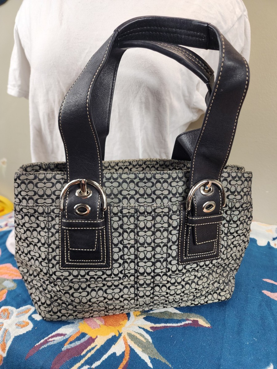 COACH Vntg Y2K Soho Sig Mini C Buckle Black/Gray Tote Handbag