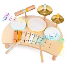 Kids Drum Set Montessori Musical Instruments for Toddlers 1-3, Multicolored